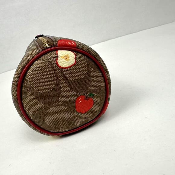 Coach Makeup Brush Holder In Signature Canvas With Apple Print Khaki 6980 NWT - Picture 4 of 9